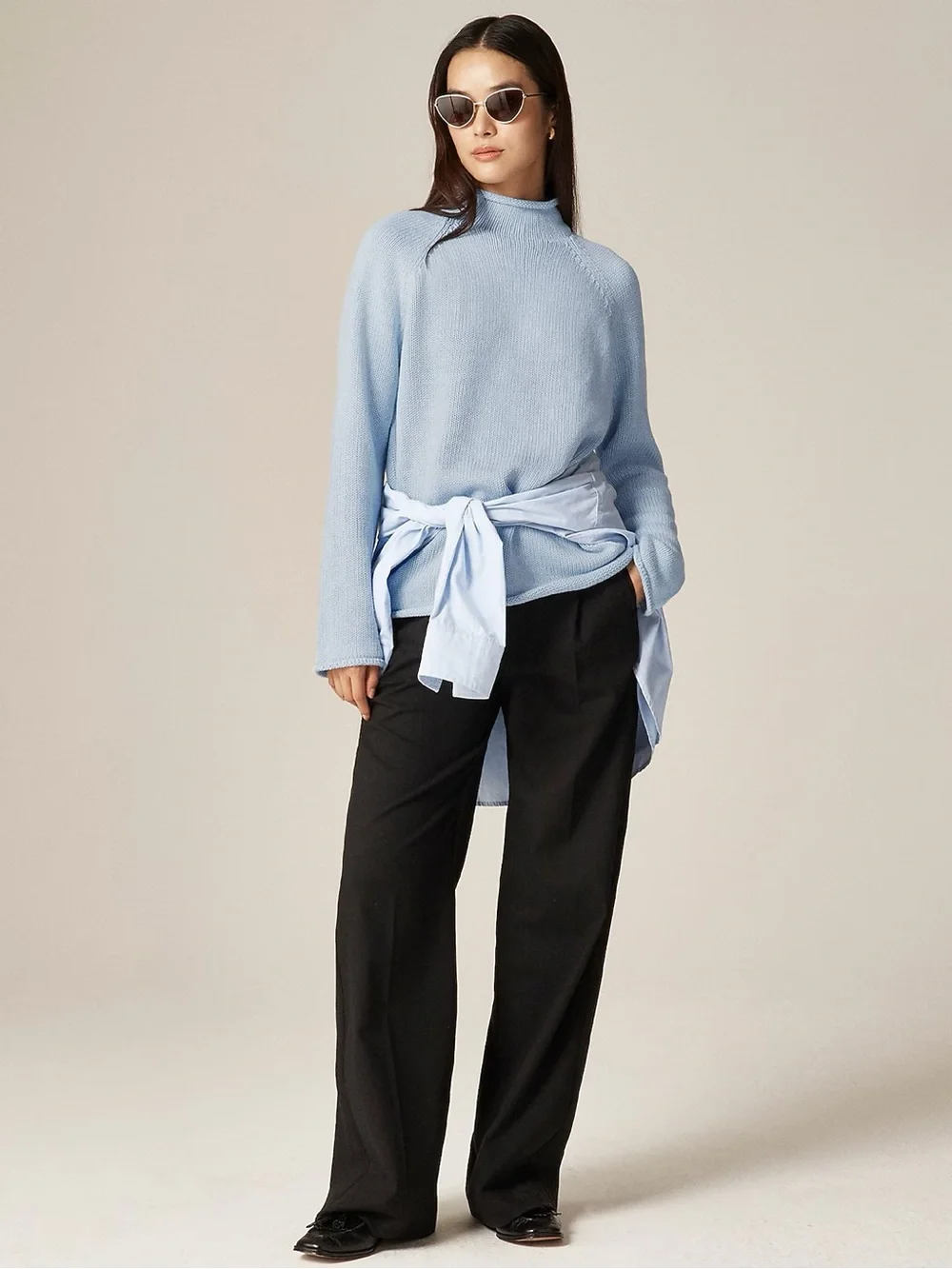 J. CREW 1988 RollneckT™ sweater in cotton Heather Sky Size S NWD $98 BW186